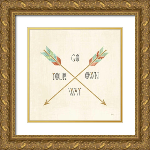 Southwest Geo V Gold Ornate Wood Framed Art Print with Double Matting by Charron, Veronique