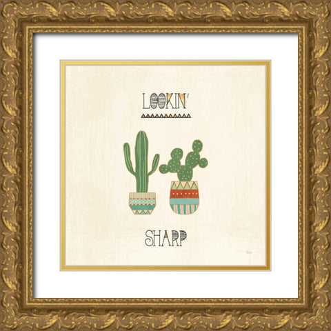 Southwest Geo IX Gold Ornate Wood Framed Art Print with Double Matting by Charron, Veronique