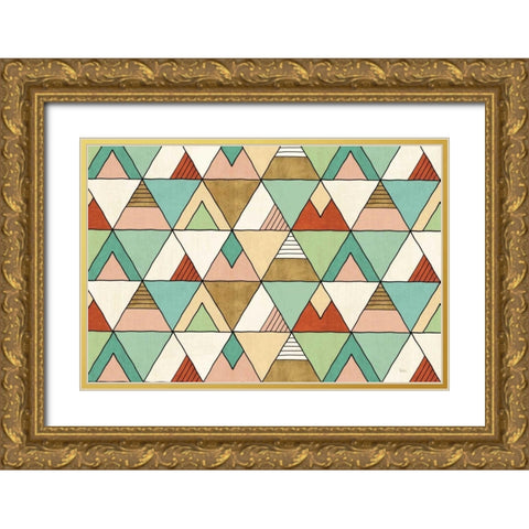 Southwest Geo X Gold Ornate Wood Framed Art Print with Double Matting by Charron, Veronique