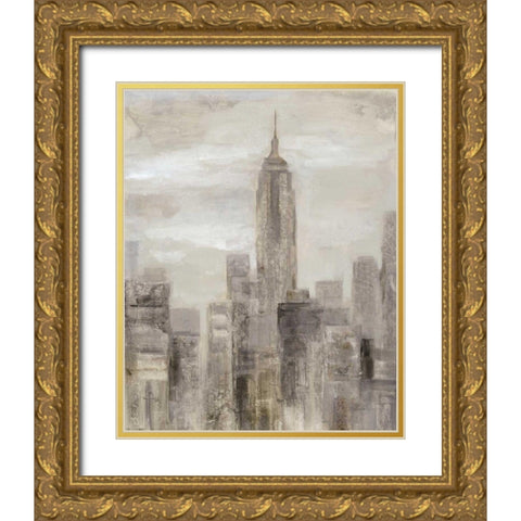 City Blocks II Greige Gold Ornate Wood Framed Art Print with Double Matting by Vassileva, Silvia