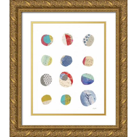 Geometric Collage II on White Gold Ornate Wood Framed Art Print with Double Matting by Prahl, Courtney