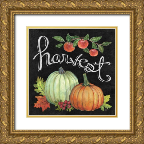 Autumn Harvest IV Square Gold Ornate Wood Framed Art Print with Double Matting by Urban, Mary