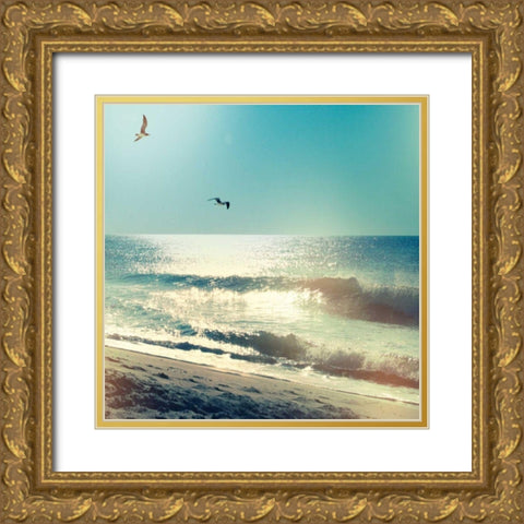 Coastline Waves no Word Gold Ornate Wood Framed Art Print with Double Matting by Schlabach, Sue