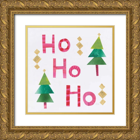 Christmas Collage I Gold Ornate Wood Framed Art Print with Double Matting by Averinos, Melissa