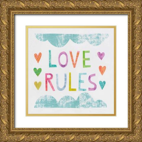 Unicorn Magic III Sq Blue Gold Ornate Wood Framed Art Print with Double Matting by Averinos, Melissa