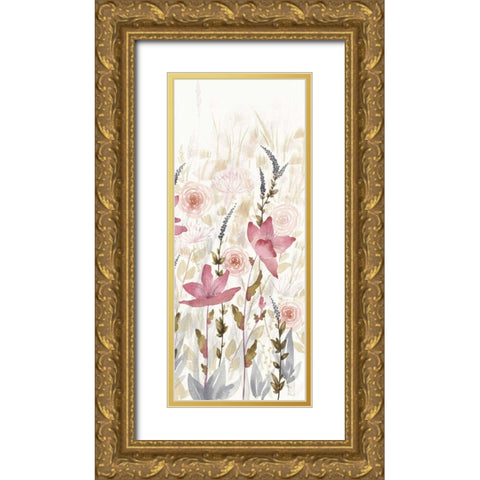 Watercolor Garden III Light Gold Ornate Wood Framed Art Print with Double Matting by DeNeige, Elyse