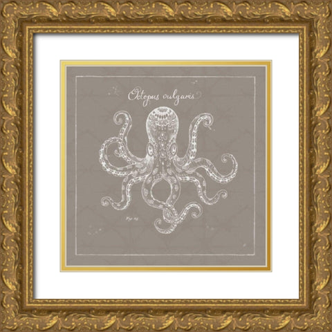 Underwater Life XI Greige Gold Ornate Wood Framed Art Print with Double Matting by Brissonnet, Daphne