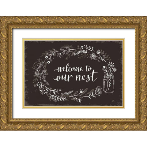 Our Nest I Black Gold Ornate Wood Framed Art Print with Double Matting by Penner, Janelle