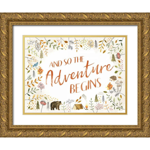 Woodland Whimsy I Gold Ornate Wood Framed Art Print with Double Matting by Marshall, Laura