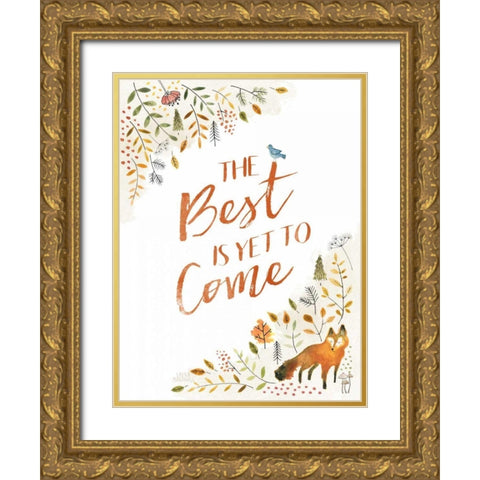 Woodland Whimsy V Gold Ornate Wood Framed Art Print with Double Matting by Marshall, Laura