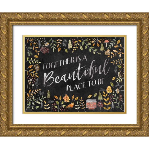 Woodland Whimsy II Black Gold Ornate Wood Framed Art Print with Double Matting by Marshall, Laura