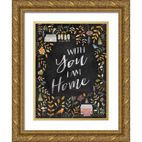 Woodland Whimsy III Black Gold Ornate Wood Framed Art Print with Double Matting by Marshall, Laura