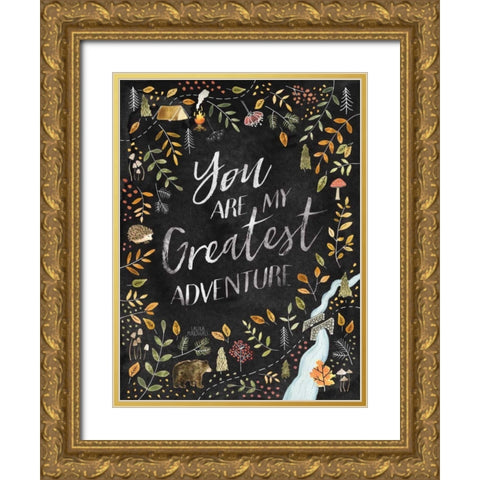 Woodland Whimsy IV Black Gold Ornate Wood Framed Art Print with Double Matting by Marshall, Laura
