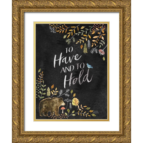 Woodland Whimsy VI Black Gold Ornate Wood Framed Art Print with Double Matting by Marshall, Laura