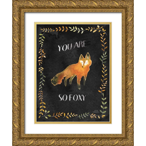 Woodland Whimsy VIII Black Gold Ornate Wood Framed Art Print with Double Matting by Marshall, Laura