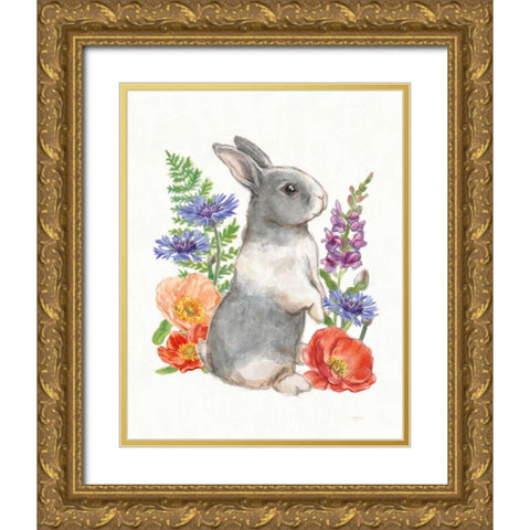 Sunny Bunny IV FB Gold Ornate Wood Framed Art Print with Double Matting by Urban, Mary