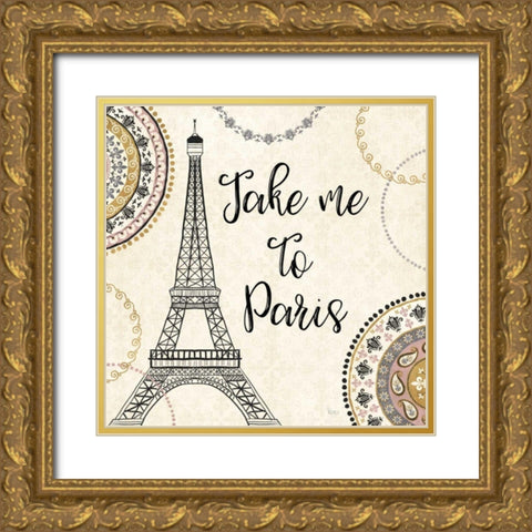 Romance in Paris I Gold Ornate Wood Framed Art Print with Double Matting by Charron, Veronique