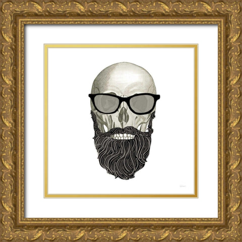 Hipster Skull I Gold Ornate Wood Framed Art Print with Double Matting by Schlabach, Sue