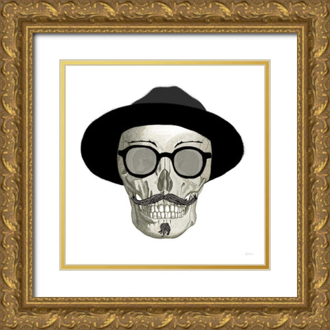 Hipster Skull III Gold Ornate Wood Framed Art Print with Double Matting by Schlabach, Sue