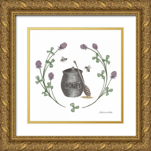 Happy to Bee Home IV Gold Ornate Wood Framed Art Print with Double Matting by Miller, Sara Zieve