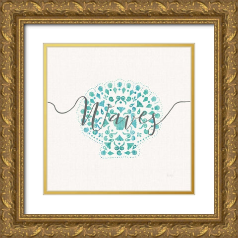 Sea Charms III Gray Words Gold Ornate Wood Framed Art Print with Double Matting by Charron, Veronique