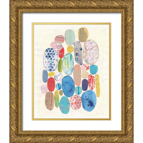 Geometric Collage I Bright Gold Ornate Wood Framed Art Print with Double Matting by Prahl, Courtney