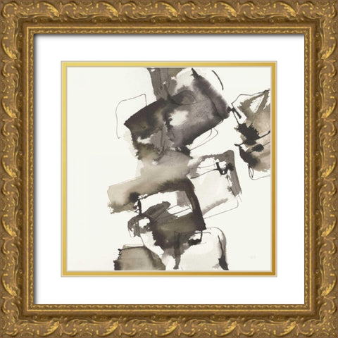 Stacked I Greige Gold Ornate Wood Framed Art Print with Double Matting by Paschke, Chris