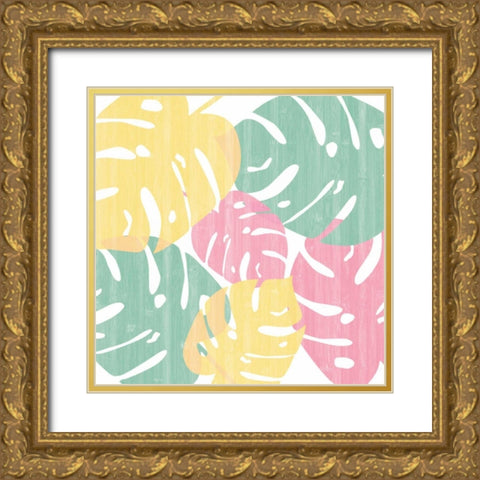 Monstera I Bright on White Gold Ornate Wood Framed Art Print with Double Matting by Adams, Sarah