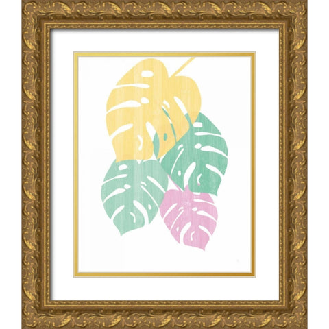 Monstera III Bright on White Gold Ornate Wood Framed Art Print with Double Matting by Adams, Sarah