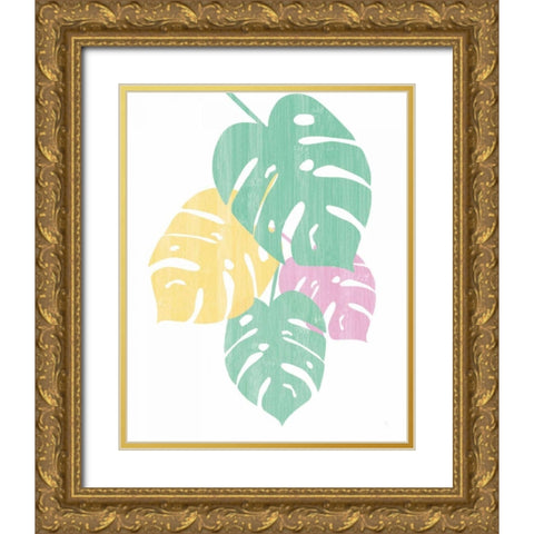 Monstera IV Bright on White Gold Ornate Wood Framed Art Print with Double Matting by Adams, Sarah