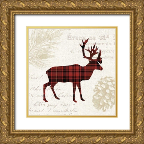 Plaid Lodge I Gold Ornate Wood Framed Art Print with Double Matting by Wild Apple Portfolio