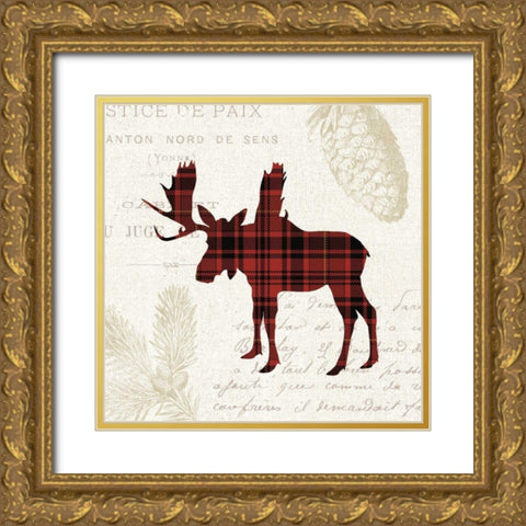 Plaid Lodge IV Gold Ornate Wood Framed Art Print with Double Matting by Wild Apple Portfolio