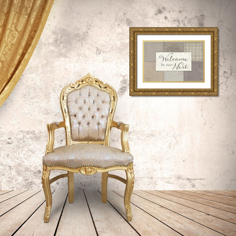 Country Collage III Gold Ornate Wood Framed Art Print with Double Matting by Pela Studio