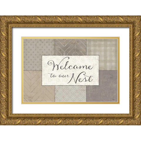 Country Collage III Gold Ornate Wood Framed Art Print with Double Matting by Pela Studio