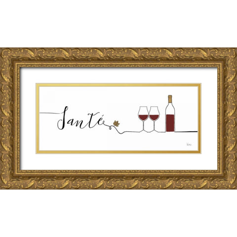 Underlined Wine II Gold Ornate Wood Framed Art Print with Double Matting by Charron, Veronique