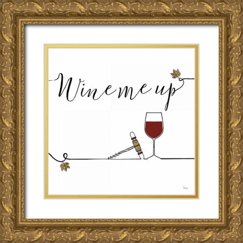 Underlined Wine VII Gold Ornate Wood Framed Art Print with Double Matting by Charron, Veronique