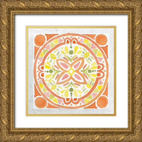 Citrus Tile I v2 Gold Ornate Wood Framed Art Print with Double Matting by DeNeige, Elyse