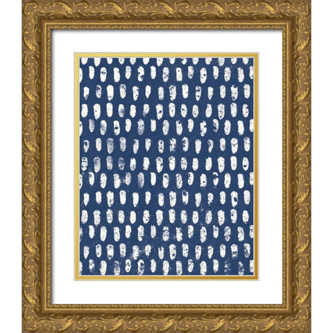 Mark Making Tile Pattern V Dark Blue Crop Gold Ornate Wood Framed Art Print with Double Matting by Hershey, Moira