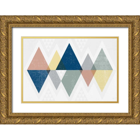 Mod Triangles II Soft Gold Ornate Wood Framed Art Print with Double Matting by Mullan, Michael