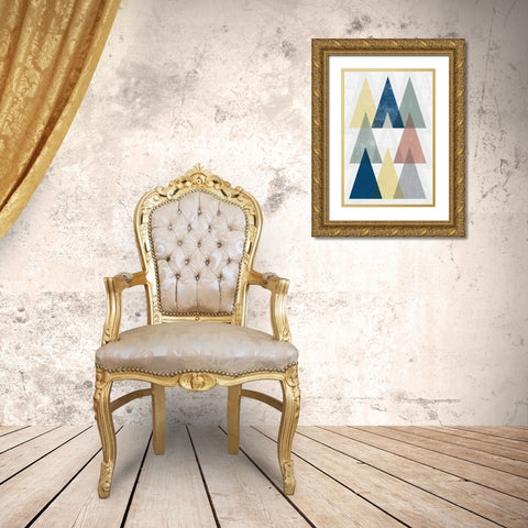 Mod Triangles IV Soft Gold Ornate Wood Framed Art Print with Double Matting by Mullan, Michael