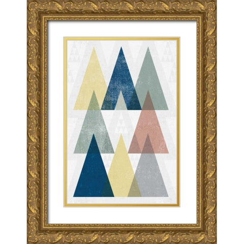 Mod Triangles IV Soft Gold Ornate Wood Framed Art Print with Double Matting by Mullan, Michael