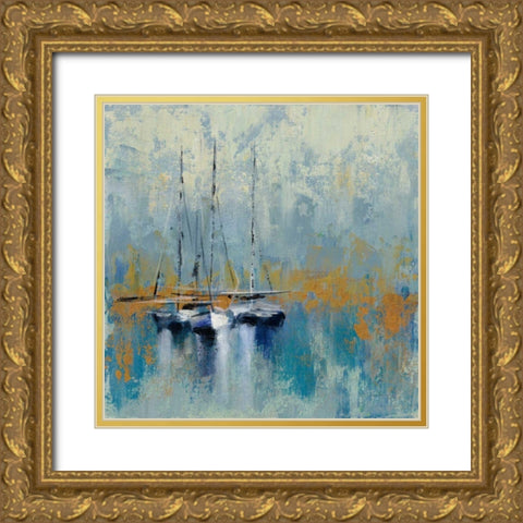 Boats in the Harbor III Gold Ornate Wood Framed Art Print with Double Matting by Vassileva, Silvia