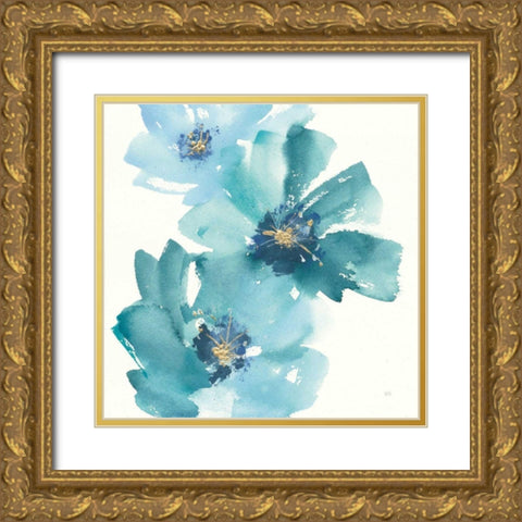 Teal Cosmos IV Gold Ornate Wood Framed Art Print with Double Matting by Paschke, Chris