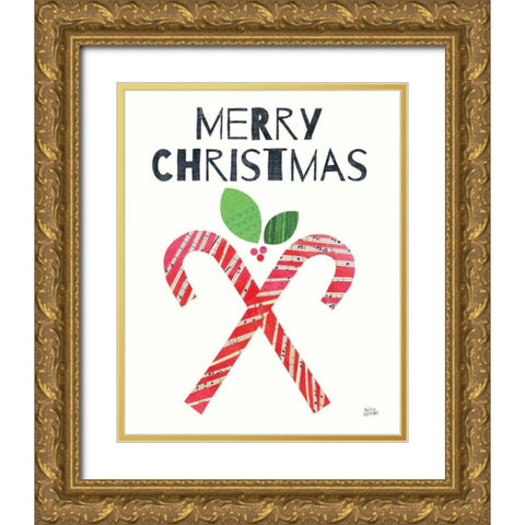 Mod Christmas I Gold Ornate Wood Framed Art Print with Double Matting by Averinos, Melissa