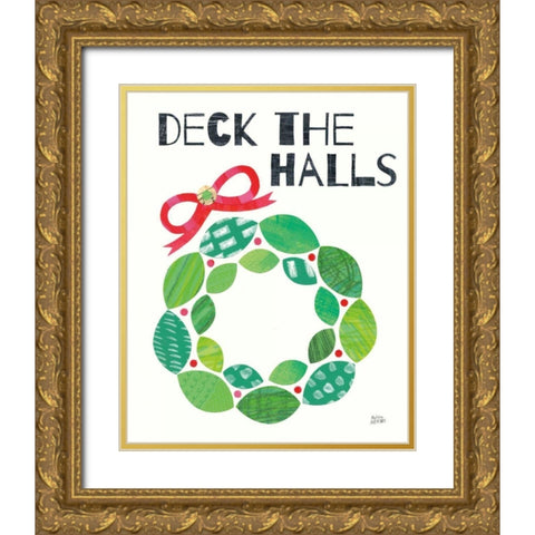 Mod Christmas III Gold Ornate Wood Framed Art Print with Double Matting by Averinos, Melissa