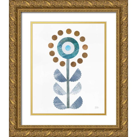 Retro Blooms II Gold Ornate Wood Framed Art Print with Double Matting by Averinos, Melissa