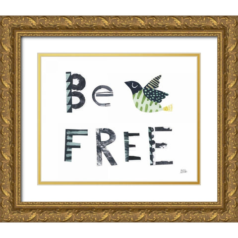 Bird Words I Gold Ornate Wood Framed Art Print with Double Matting by Averinos, Melissa