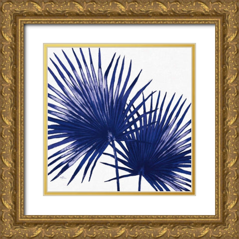 Welcome to Paradise XII Indigo Gold Ornate Wood Framed Art Print with Double Matting by Penner, Janelle