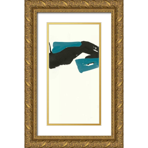 Minimal Panel I Teal Gold Ornate Wood Framed Art Print with Double Matting by Paschke, Chris