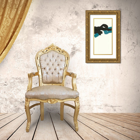 Minimal Panel II Teal Gold Ornate Wood Framed Art Print with Double Matting by Paschke, Chris